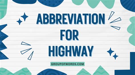 Abbreviation For Highway