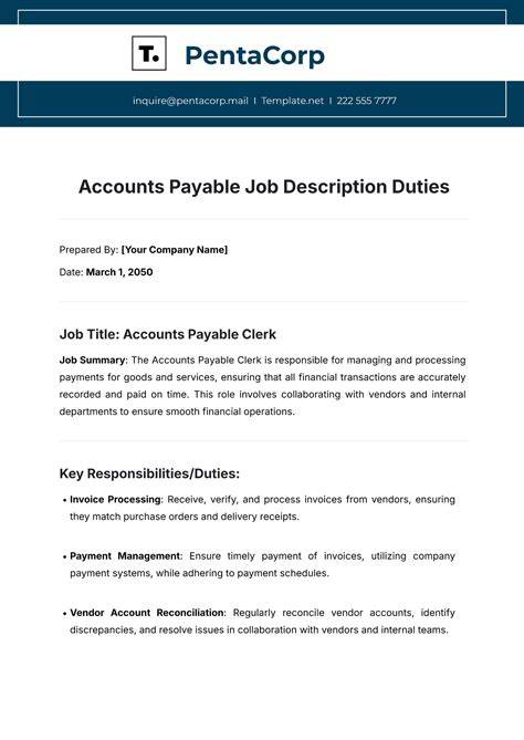 Account Payable Job Scope
