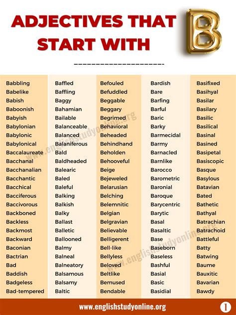 Adjectives With B