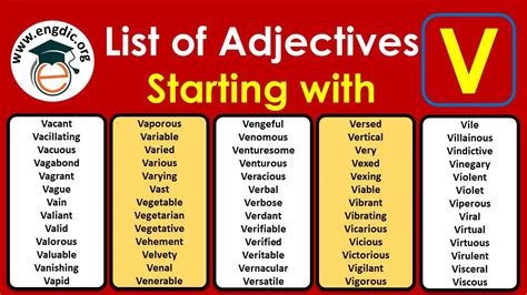 Adjectives With V