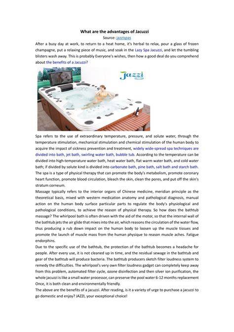 Advantages Of Jacuzzi