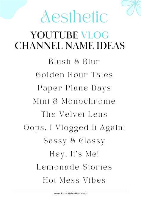 Aesthetic Names For Youtube Channel