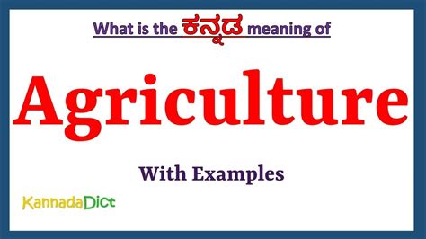 Agriculture In Kannada Meaning