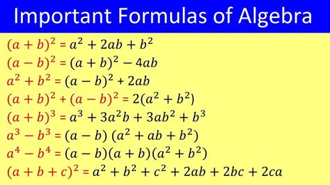 Algebra Equations Formula