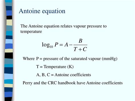 Antoine Equation For Water In Mmhg