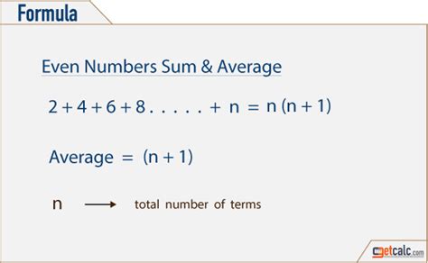 Average Of Even Numbers Formula
