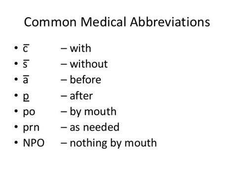 Before Medical Abbreviation