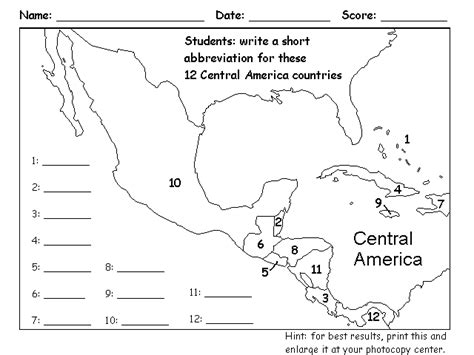 Blank Map Of Central America Quiz