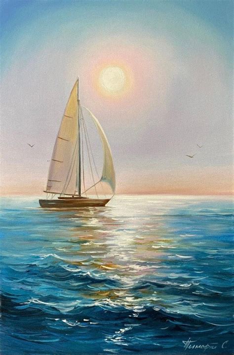 Boat At Sea Painting
