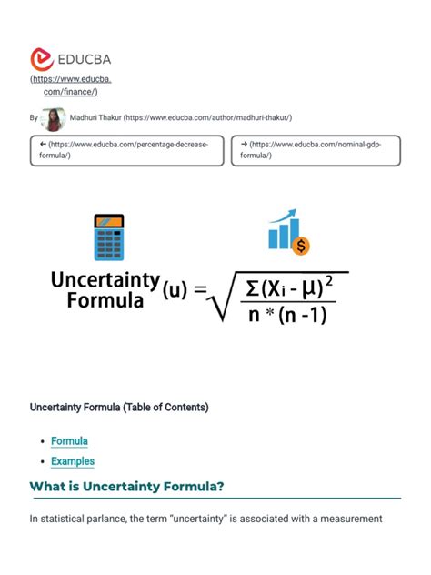 Calculation For Uncertainty
