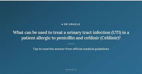 Can Cefdinir Treat Uti