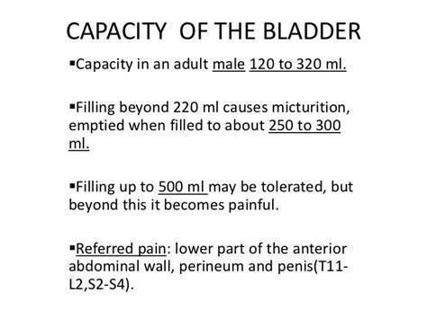 Capacity Of Male Bladder