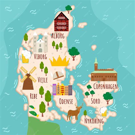 Cartoon Map Of Denmark