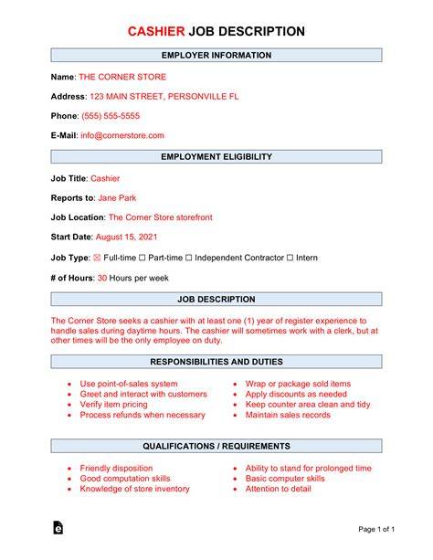 Cashier Job Responsibilities