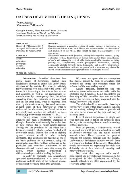 Causes Of Delinquency Pdf