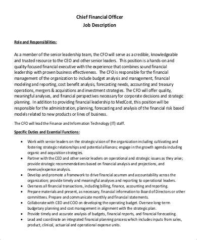 Chief Financial Officer Job Description
