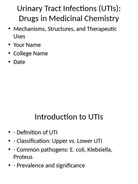 Classification Of Uti Drugs In Medicinal Chemistry