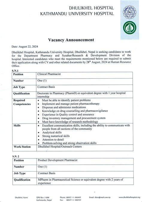 Clinical Pharmacist Vacancy