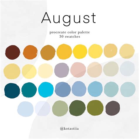 Color Palette For August