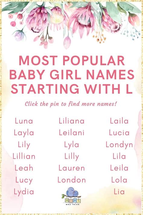 Cute Girl Names Starting With L