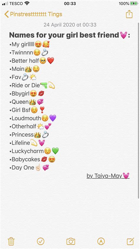 Cute Names For Female Best Friend