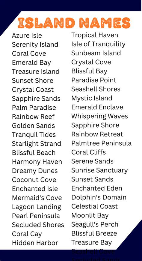 Cute Names For Islands