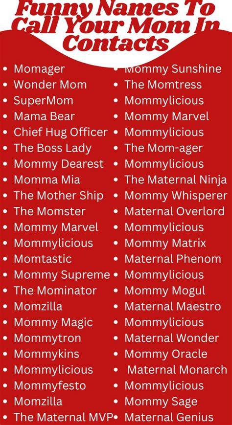 Cute Names For Mom In Contacts