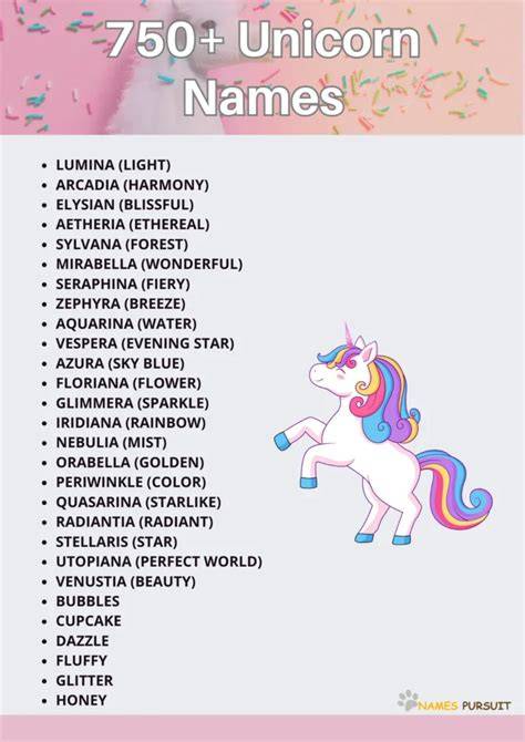 Cute Names For Unicorn Soft Toy