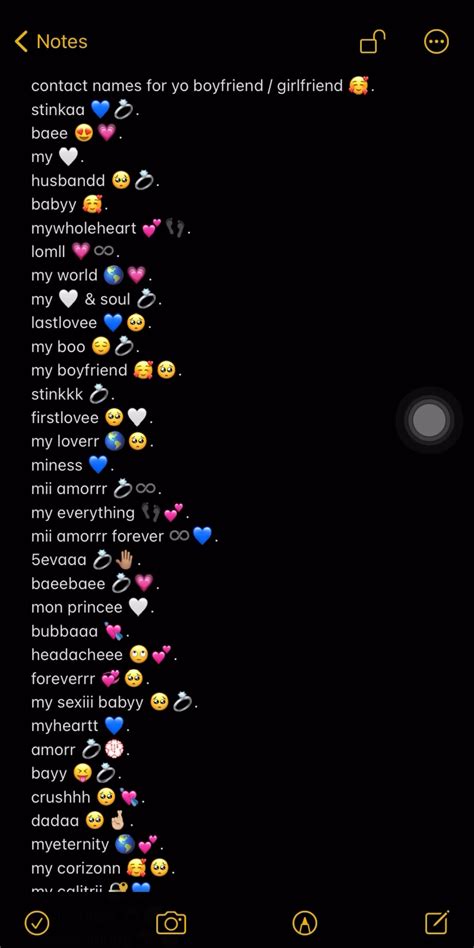 Cute Names For Your Boyfriend Contact