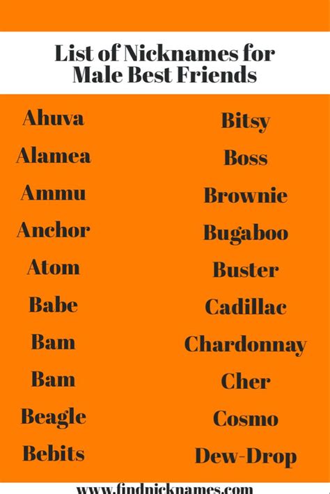 Cute Nicknames For Guy Best Friends