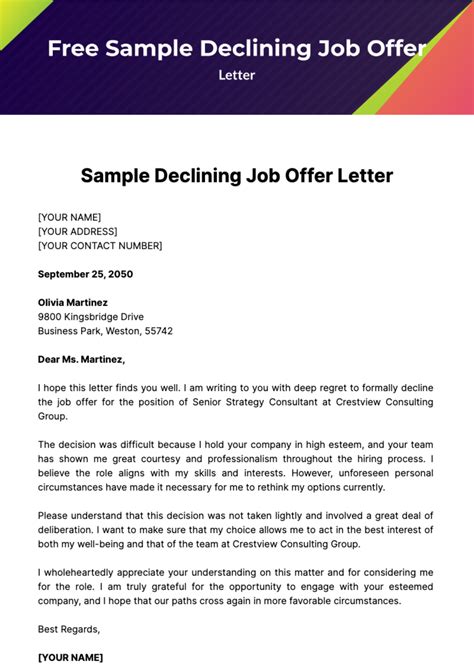 Declining A Job Offer