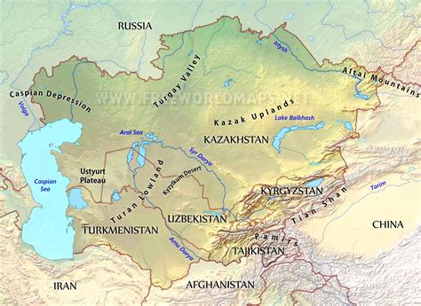 Desert Plateaus Of Central Asia On Map