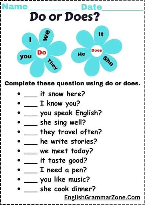 Do And Does Elementary