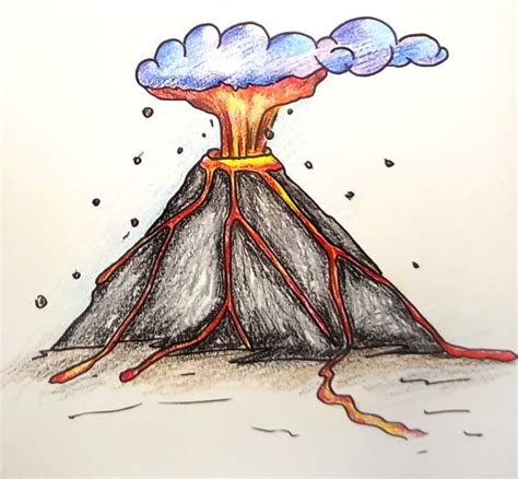 Drawing Of Volcano