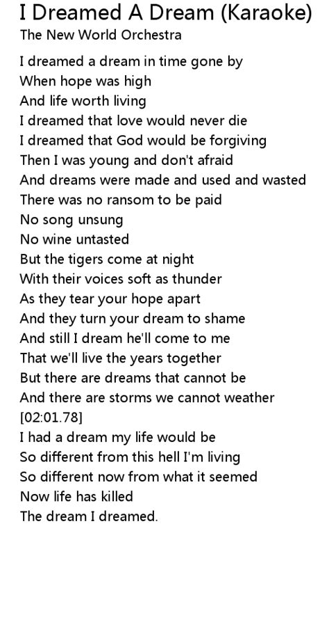 Dream Lyrics Karaoke
