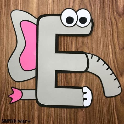 E For Elephant Cartoon Illustration Writing Activity