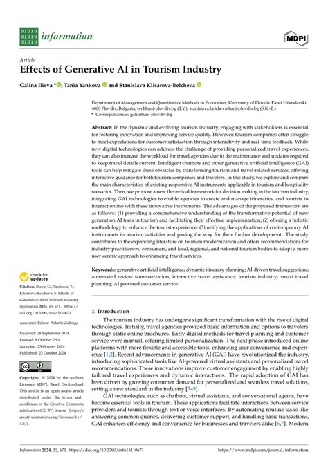Effects Of Generative Ai In Tourism Industry