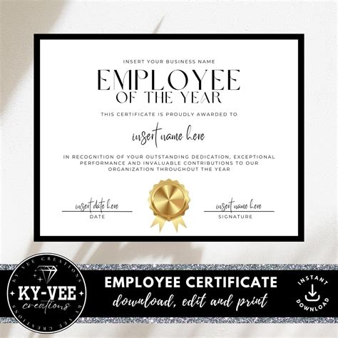 Employee Of Year Certificate