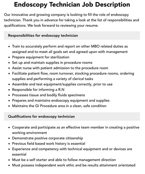 Endoscopy Technician Vacancy