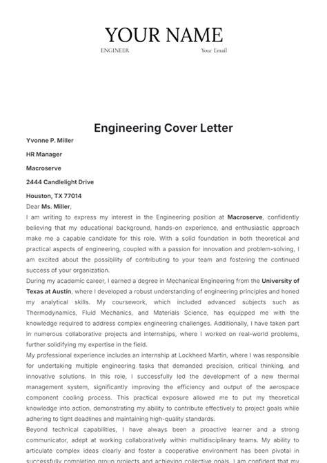 Engineering Cover Letter