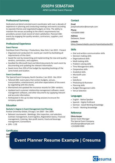 Event Planner Resume