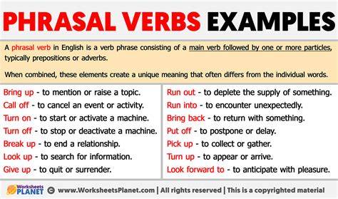Examples Of Phrasal Verbs