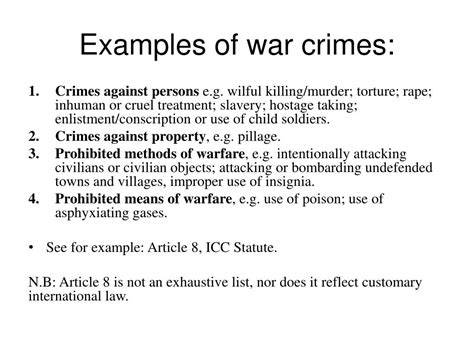 Examples Of War Crimes
