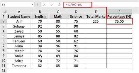 Excel Formula For Percentage
