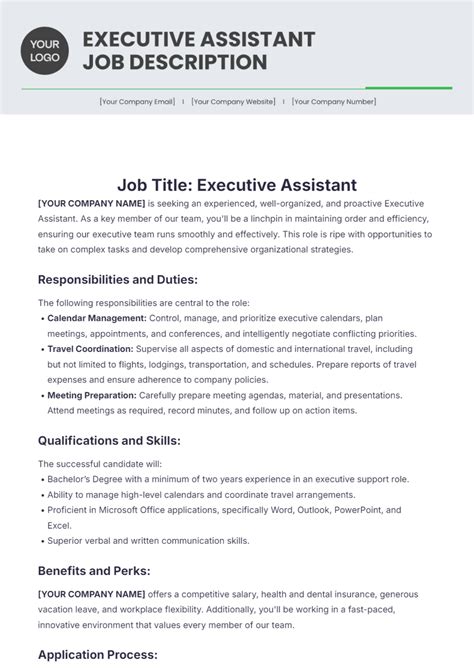 Executive Assistant Job Description
