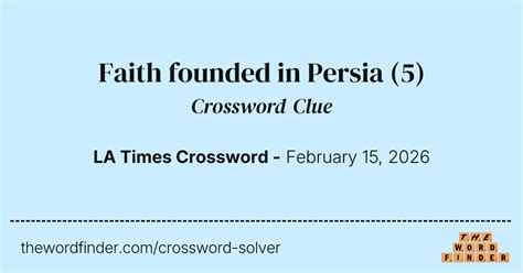Faith Founded In Persia Crossword