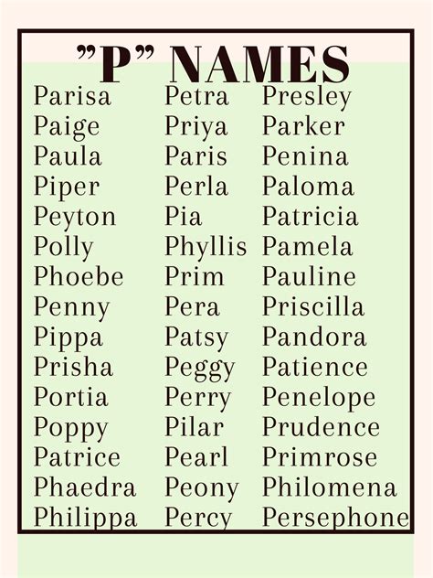 Female Names That Start With P
