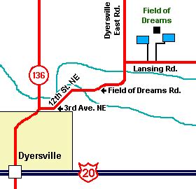Field Of Dreams Location Map Dyersville Iowa
