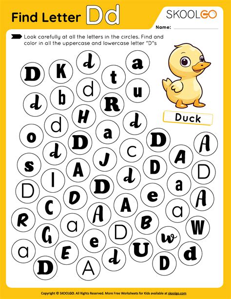 Find Letter D Worksheet