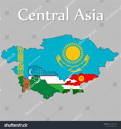 Flag Map Of Central Asia